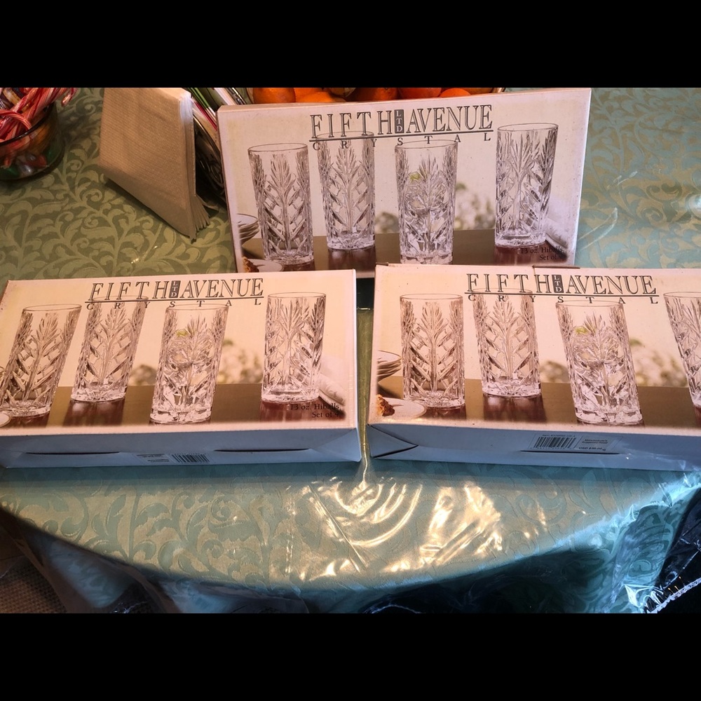 Fifth Avenue Crystal ‘Portico’ 13oz Crystal Highballs set of 4 per box. 3 boxes
